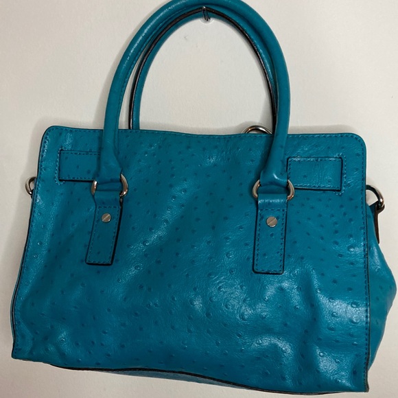 Michael Kors Hamilton Ostrich Embossed Purse, Blue - Picture 6 of 12